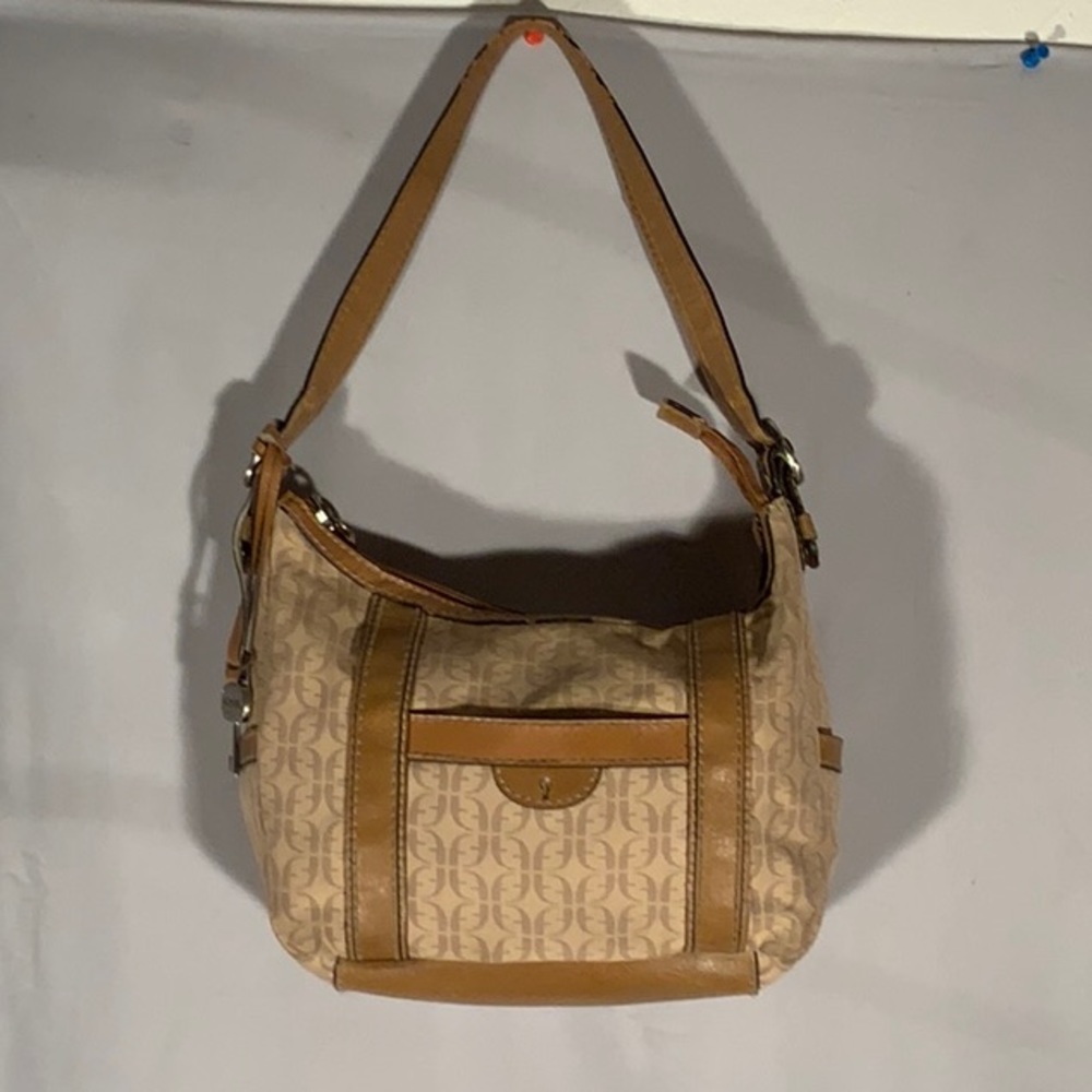 Fossil Canvas with Leather Trim and Buckles Women Purse